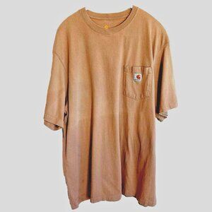 Carhartt Men's Size XL T-Shirt Original Fit Single Pocket Cotton mud brown Y2K